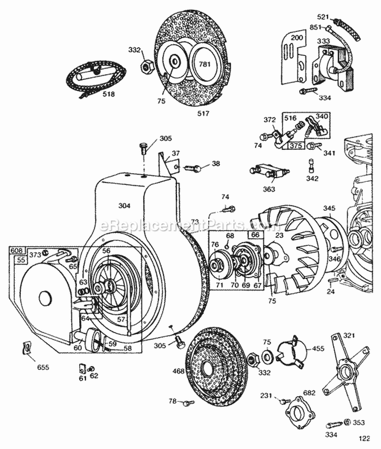 Blower HsgRewindElectrical Diagram and Parts List for  Briggs and Stratton Engine